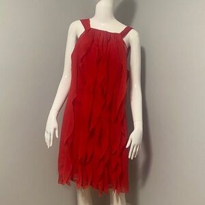 White by Vera Wang Red Ruffled Mini Dress